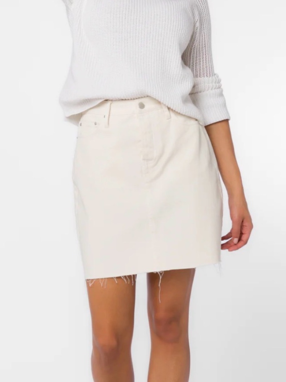 White Denim Skirt Velvet Heart